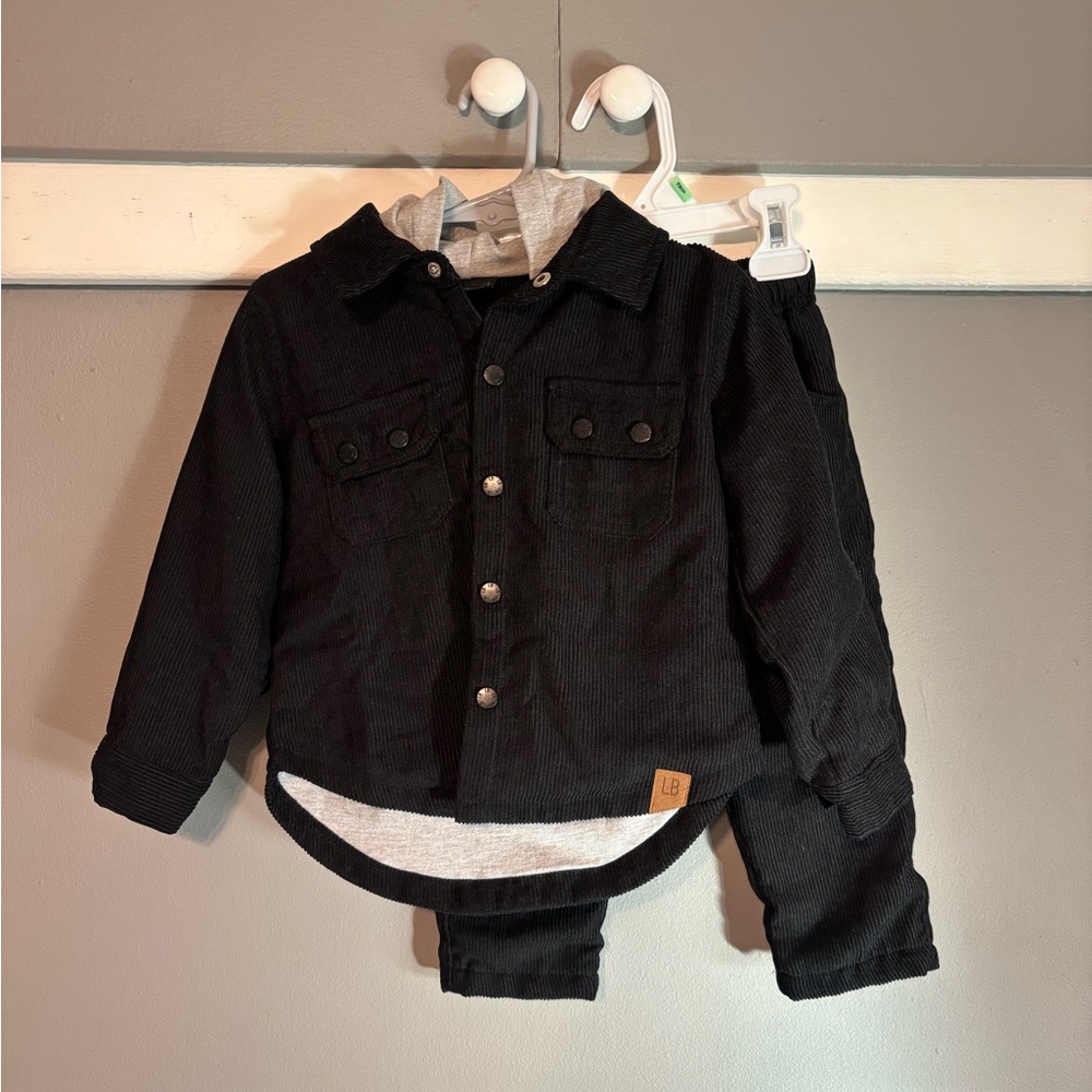 Little Bipsy Black Corduroy Jacket and Pants Set
